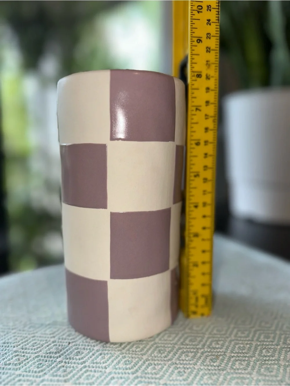 CHECKERBOARD VASE - PURPLE 8”